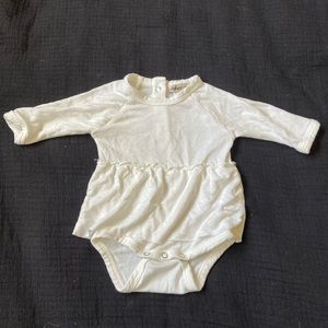 SpearmintLOVE Newborn Skirted Bodysuit in Cloud
